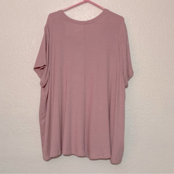 🆕 Lane Bryant Tee Shop Pink Crochet Inspired Shoulder Plus Size Blouse 26/28 - Picture 4 of 4